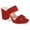 Red, variant on YDN Women Slip on Double Strap Platform Mules Open Square Toe High Block Heels Casual Dress Work Slide Sandals Size 7 Light Pink