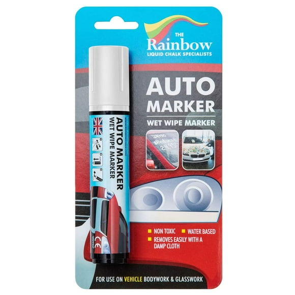 Marqueurs de Voiture Auto Writer Blancs - Fenêtres, Verre, Pneu, Toutes Surfaces - Toute Motocyclette, Camion Ou Bicyclette, Stylo Marqueur Effaçable sur Sol Mouillé Amovible (Blanc, Pointe Grand 15 mm)