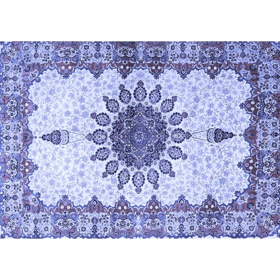Ahgly Company Indoor Rectangle Medallion Blue Traditional Area Rugs, 5' x 7'