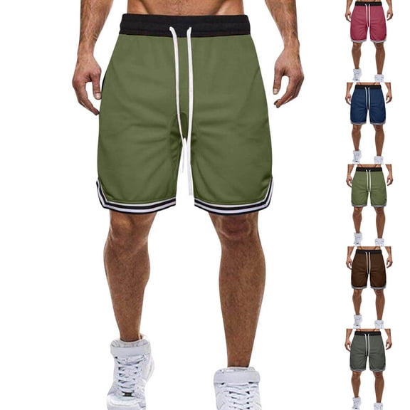 KeShDi Running Shorts Men's Summer Solid Color Sports Fitness Breathable Shorts Dark Gray S