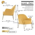 thumbnail image 7 of Modern New Soft Velvet Material Yellow Ergonomics Accent Chair Living Room Chair With Gold More Stabler Adjustable Legs For Indoor Home, 7 of 7