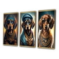 thumbnail image 3 of Designart "NYC Dachshund Mobster I" Animals Framed Wall Art Set Of 3 - Gold Dog Dachshund Frame Canvas Set For Living Room Decor, 3 of 6