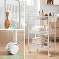 thumbnail image 4 of Yucurem 3 Tier Rolling Cart with Wheels, Metal Utility Cart with Lockable Wheels, Laundry Room Organization for Bathroom, Kitchen, Snack, White, 4 of 11