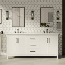 Copenhagen 72" Double Bathroom Vanity with White Cabinet and Engineered Marble Top