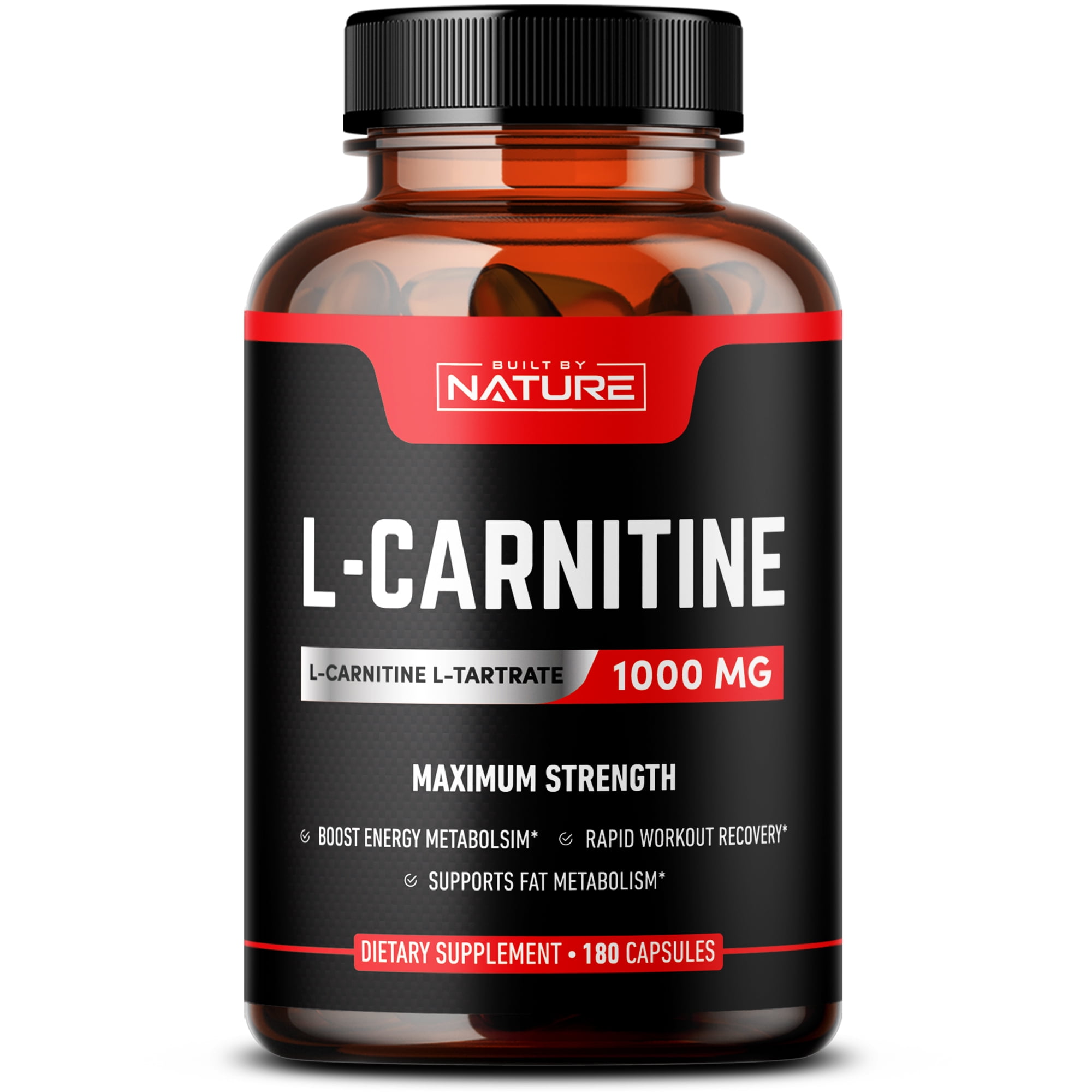 Built By Nature L Carnitine 1000mg 180 Capsules, Extra Strength L