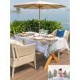 thumbnail image 4 of Outdoor Tablecloth with Umbrella Hole and Zipper, Beige Christmas Snowman Rectangle Table Cloth 54x80 Inch Waterproof Tablecloth, Winter Xmas Tree Snowflakes Picnic Table Cover for Patio Camping, 4 of 7