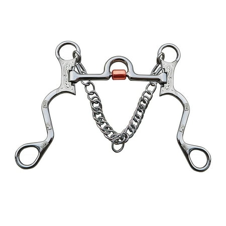 Hoe Stainless Steel Copper Mouth Harness Rustproof Horsebite 4" 5" Mouth 7" Cheek with Curb Hook Chain for Horse Bridle Mouth Length 130mm