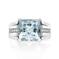 thumbnail image 6 of 4.20 ctw Blue Topaz Ring with Diamonds 14K White Gold Bridge Channel set Princess, 6 of 7