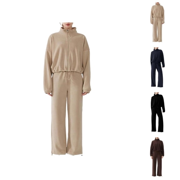 Lounge Set for Women Fall Winter Stand Collar Zip Up Sweat Shirt and Sweatpants 2 Piece Matching Sweatsuit Track Suits