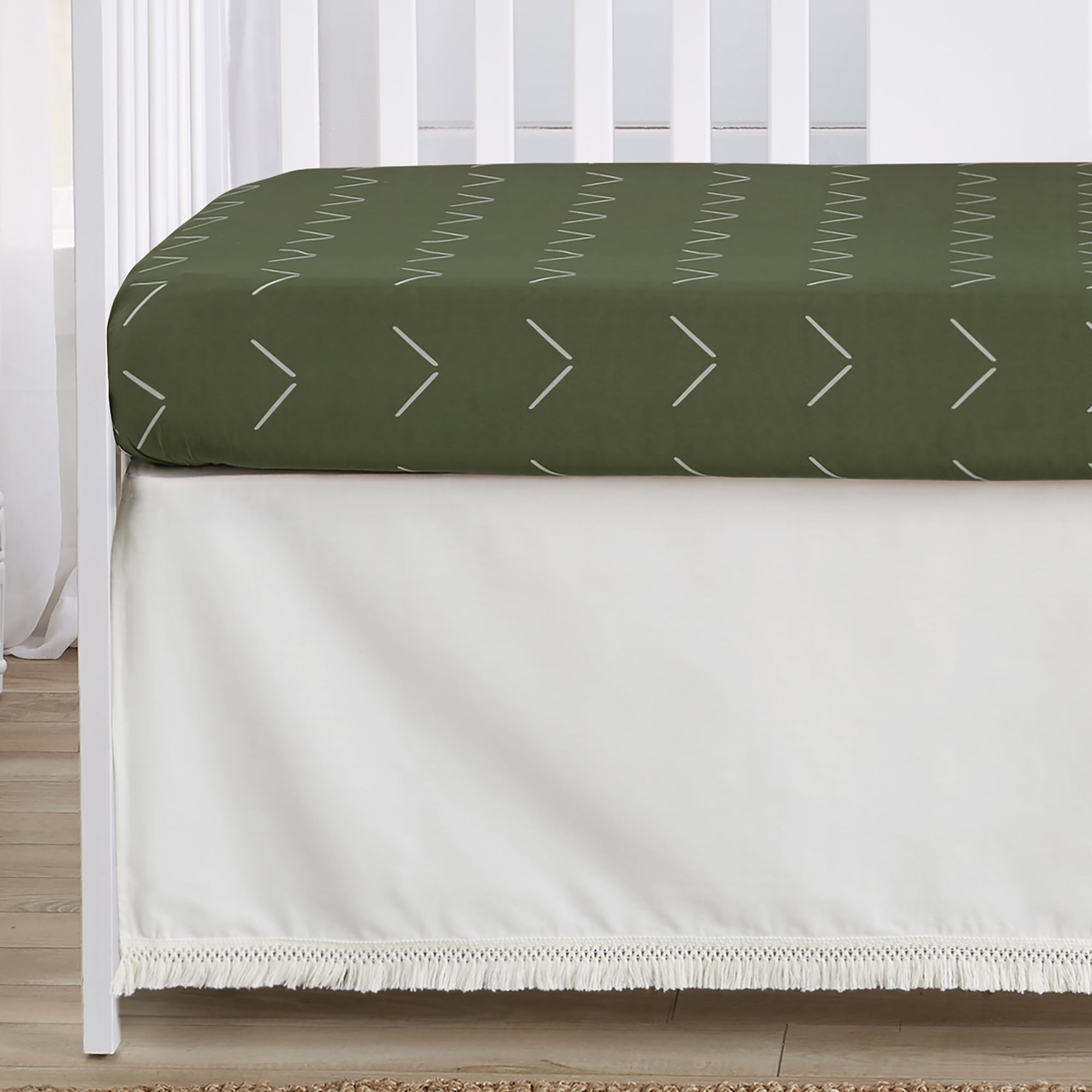 Sweet Jojo Designs Diamond Tuft Hunter Green Boy, Girl, Unisex/Gender Neutral Crib Bedding + BreathableBaby Breathable Mesh Liner