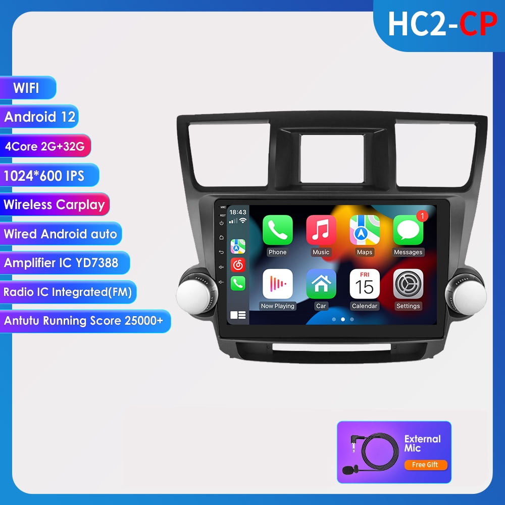 32GB Android 12 Carplay 10.1" Car Stereo Radio Head Unit GPS Navigation For Toyota Highlander 2008 2009 2010 2011 2012 2013