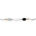 thumbnail image 2 of Gem Stone King 925 Silver and 10K Yellow Gold Lab Grown Diamond and Black Onyx Bracelet for Women | 0.84 Cttw | Gemstone April Birthstone | Oval 6X4MM | Fully Adjustable 9 inch, 2 of 4