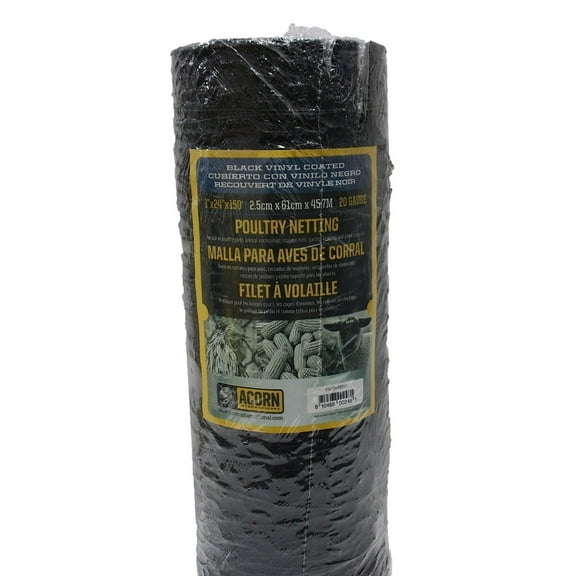 Vinyl Coated Chicken Wire, 1" x 24" x 150', Black