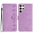 thumbnail image 1 of SaniMore Case for Samsung Galaxy S23 Ultra 6.8" 2023, [Card Slots + Cash Pocket] Removeable Wrist Strap PU Leather Embossed Butterfly Flip Kickstand Magnetic Clasp Full Body Protective Shell, Purple, 1 of 9