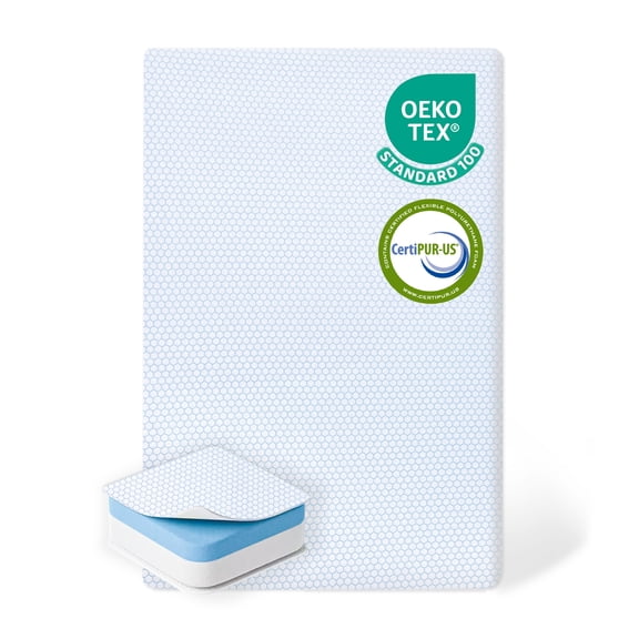 DIBAKO Dual Sided Crib and Toddler Memory Foam Mattress,Portable Crib Mattress Pad with Washable Cover