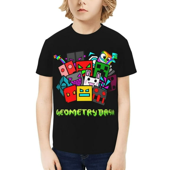 Geometry Dash Kids T-Shirt 3d Printed Graphic T-Shirts Boys And Girls Short Sleeve Shirts For Youth Kids X-Small