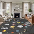 thumbnail image 2 of Cartoon Cute Astronauts Large Area Rugs 8x10 ft Lovely Black Space Spacecraft Rockets Planet Washable Rug Non Slip Indoor Carpet Absorbent Floor Mat for Living Room Bedroom Dining Room, 2 of 9