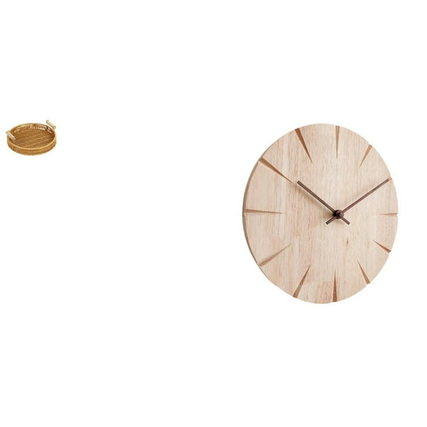 Reloj De Pared De Madera Maciza Con Cestas De Frutas Tejidas, Cuenco Para Servir Aperitivos, Diseño Creativo, Plato De Pan, Reloj Decorativo, Silencioso, Regalo Para Restaurante Y Oficina.
