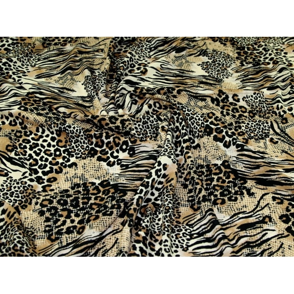John Kaldor Hermione Crepe Dress Fabric Coffee Animal Prints - per yard