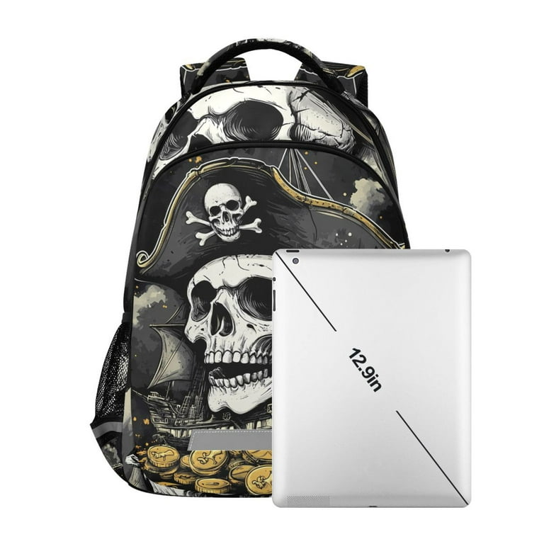 ALAZA Cool Skeleton Pirate Backpack Elementary School Bag Bookbag