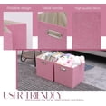 thumbnail image 3 of Collapsible Organization Basket Fabric Foldable Box with Handles, 13x13 Cube Storage Bins Set of 4, Thick and Heavy Duty Storage Baskets for Shelves Bedroom Livingroom,Pink, 3 of 9