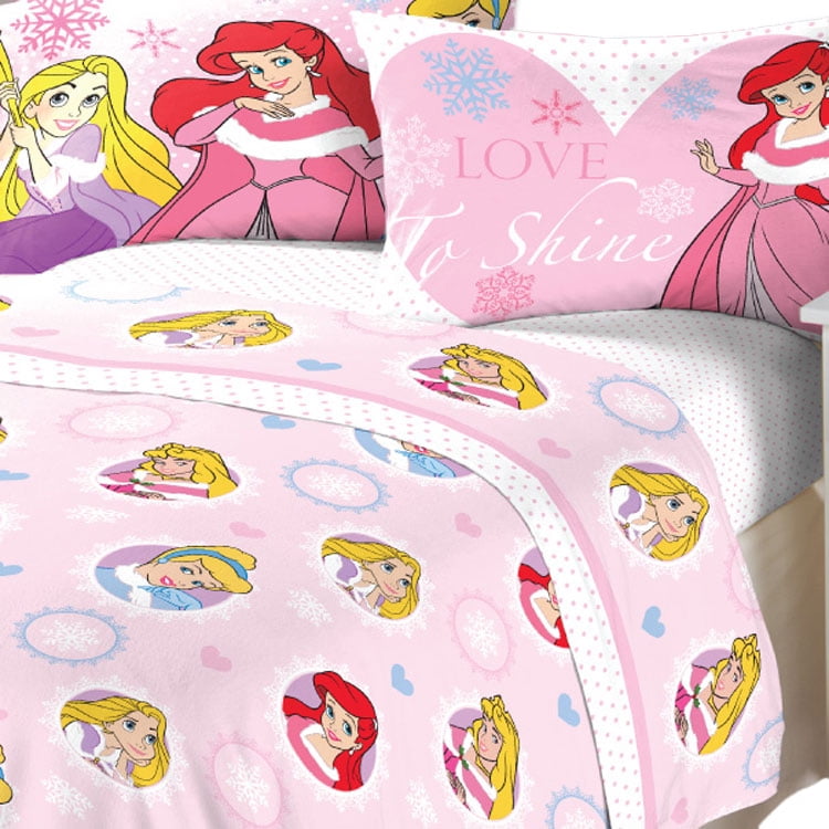 Disney Princess Twin Flannel Sheets Winter Wonders Bedding Walmart