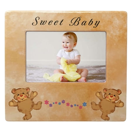 Sweet Baby Photo Frame - Newborn Baby First Picture - Showcase Precious New Baby - Keepsake For Parents and Grandparents - Holds a 4" X 6" Photo