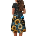 thumbnail image 5 of SCRAWLGOD Sunflowers Butterflies Dress for Women Dresses Galaxy Summer Midi Skater Dress with Short Sleeves Comfortable Twirly Dresses for Women Crewneck Woman Dress for Party Size M, 5 of 7