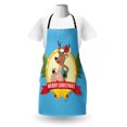 thumbnail image 3 of Christmas Apron, Funny Reindeer Character Pine Trees with Merry Christmas Typography, Unisex Kitchen Bib with Adjustable Neck for Cooking Gardening, Adult Size, Sky Blue and Multicolor, by Ambesonne, 3 of 4