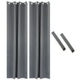 thumbnail image 3 of Sunnydaze Modern 2-Piece Gray Solid Blackout Indoor or Outdoor Curtain Set, 3 of 14