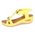 thumbnail image 6 of Rokment Women's Orthopedic Wedge Dressy Sandals with Arch Support Comfortable Platform Walking Summer Shoes Fashion Casual Metal Buckles Mules Slingback Mid Heels Dress Footwear Yellow Size 6.5, 6 of 7