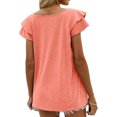 thumbnail image 6 of Mifater Womens Summer Chic T Shirts Ruffle Short Sleeve Tops V Neck Casual Loose Fit Blouse Pink Tees Y2K Cute, 6 of 6