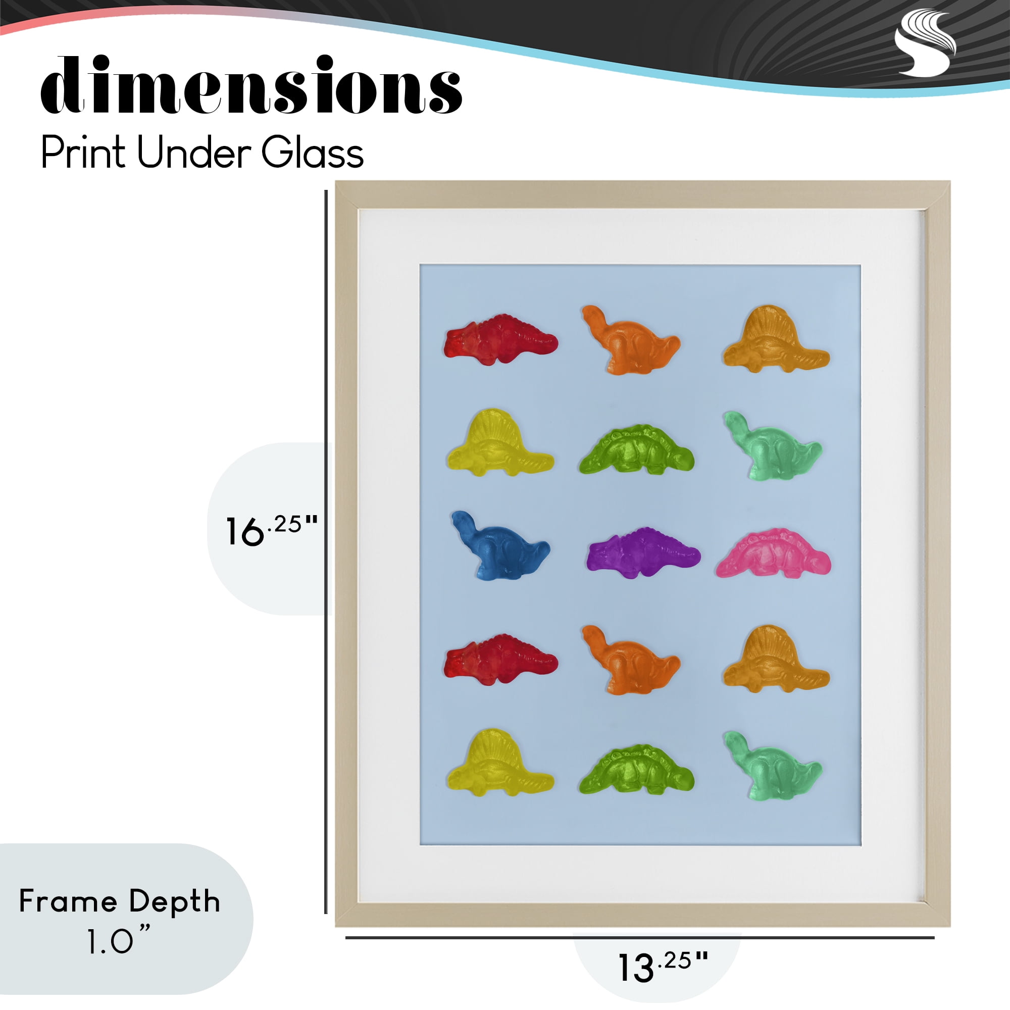 Stupell Industries Colorful Dinosaur Candies Birch Framed Print Under Glass, design by LISH Creative