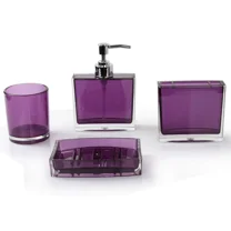 XmhyTop Bathroom Accessories Set 4 Pcs PP Bath Ensemble Kit -Purple