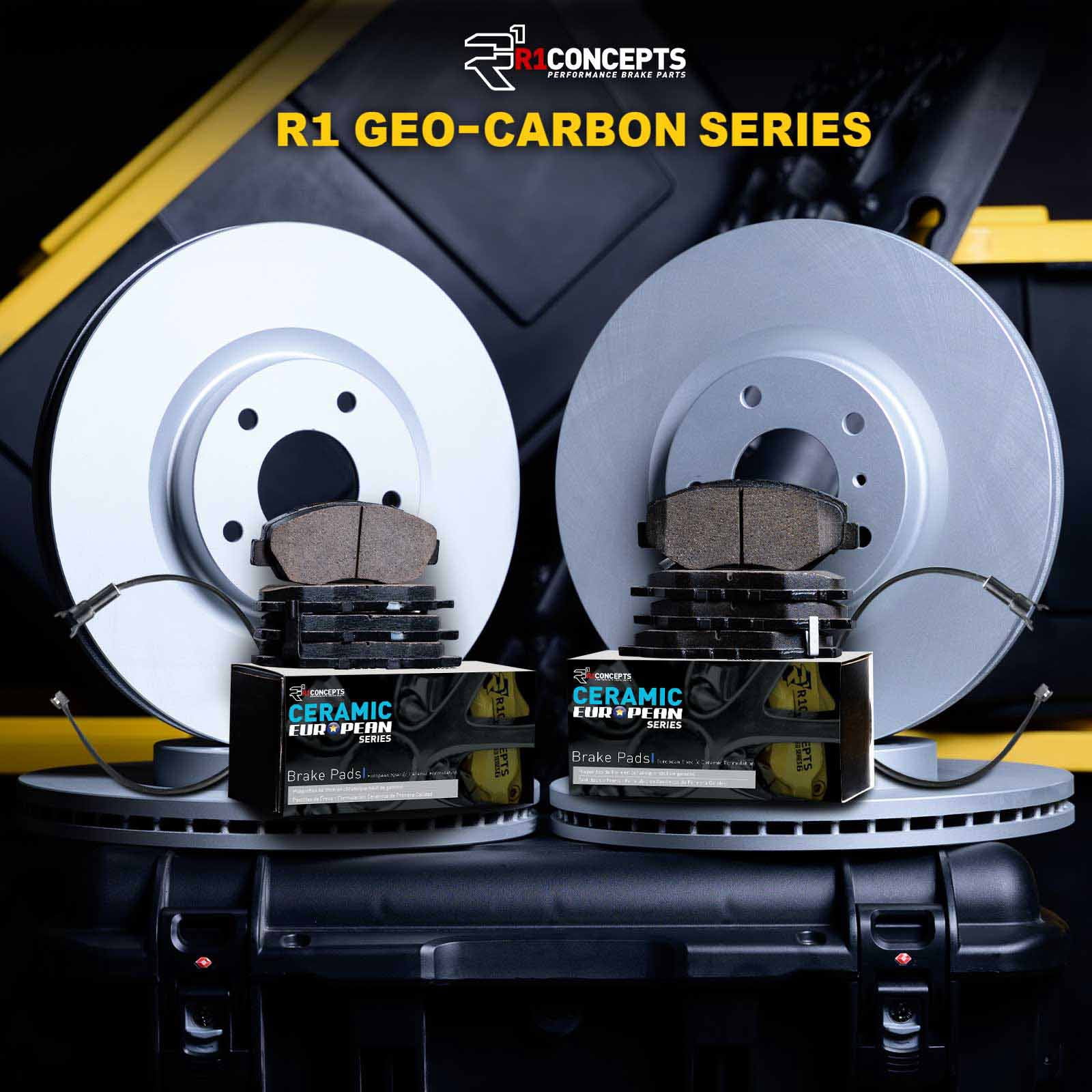R1 Concepts Wdtc2 12549 R1 Brake Rotors Carbon Coated W/ Euro Ceramic Pads & Fits select: 2015-2021 VOLKSWAGEN GOLF