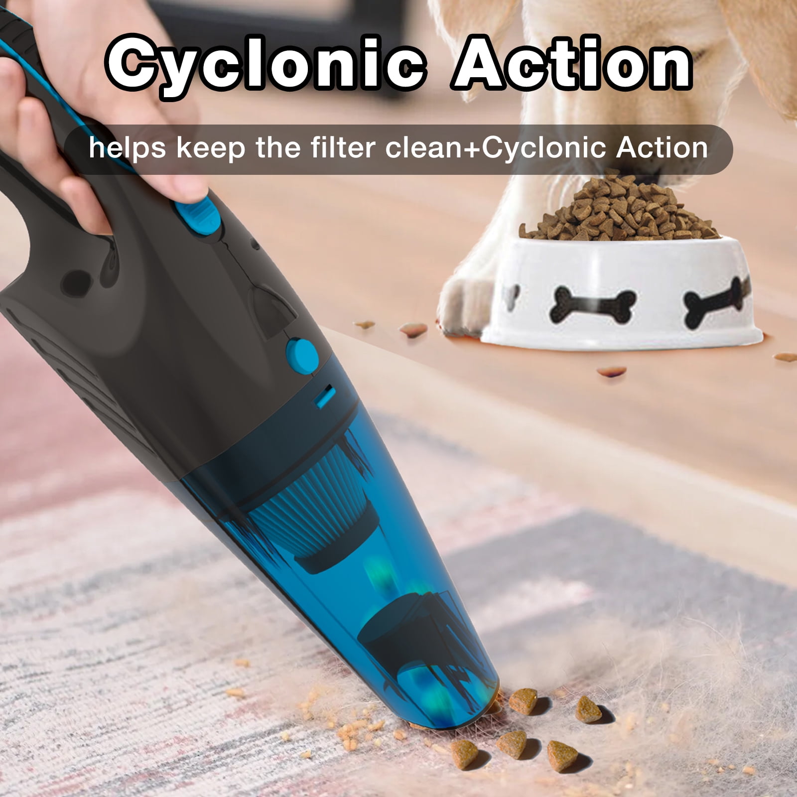 Cordless Handheld Vacuum Cleaner, 10000PA Powerful Suction Handheld Vacuum Cleaner for Car & Home & Office Pets Hair Cat Litter Cleaning, Cordless Hand Held Vacuums, LED Lights, Type-C Fast Charging