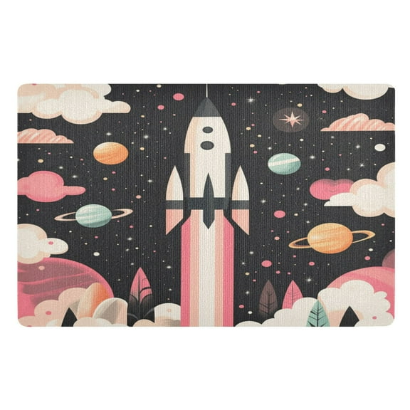 BZSMCE Floor Mats 32x20in Spaceship Pattern Creativity Doormats