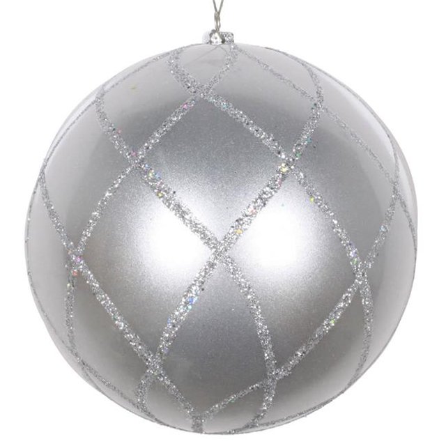 Vickerman MT198207D 6 in. Silver Candy Glitter Net Ornament - 2 per Bag