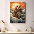 thumbnail image 2 of Petit Basset Griffon Vendeen Canvas Wall Art Framed Great Wave Oil Painting Stretched and Framed Artsy Romantic Wall Paintings Girlfriend gift for Living Room Bedroom Bathroom Office Wall Décor, 2 of 4
