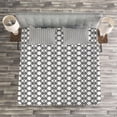 thumbnail image 3 of Ambesonne Black and White Quilted Bedspread Set 3 Pcs, Interlace Squares, King Size, White Black, 3 of 3