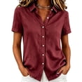 thumbnail image 2 of Women's Short Sleeve Button Down Shirt Casual Stretch Blouse with Collar, 2 of 6