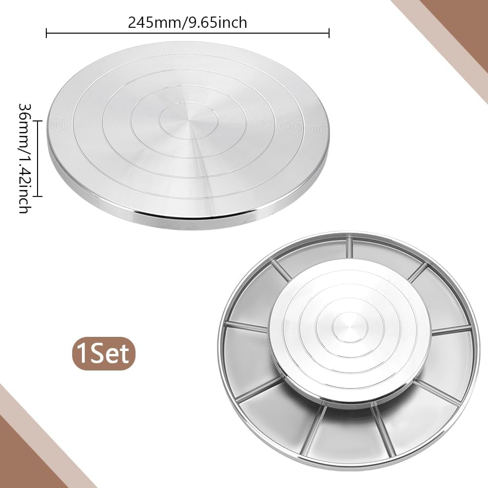 24.5cm Pottery Turntable Sculpting Wheel Metal Ceramics Turntables Rotate Revolving Turntable Ceramics Stand with Ball Bearings Accessories Decorating Ceramic Clay Model Making DIY