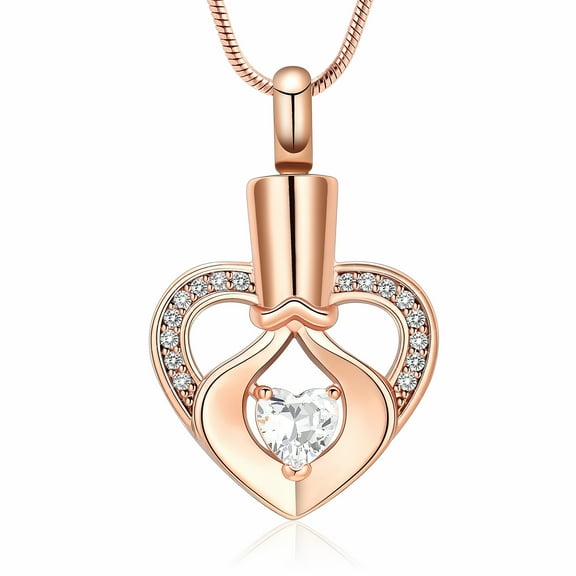 Birthstone Cremation Jewelry for Ashes - Heart Pendant Memorial Urn Necklace Ashes Holder Stainless Steel Personalized Customization Keepsake