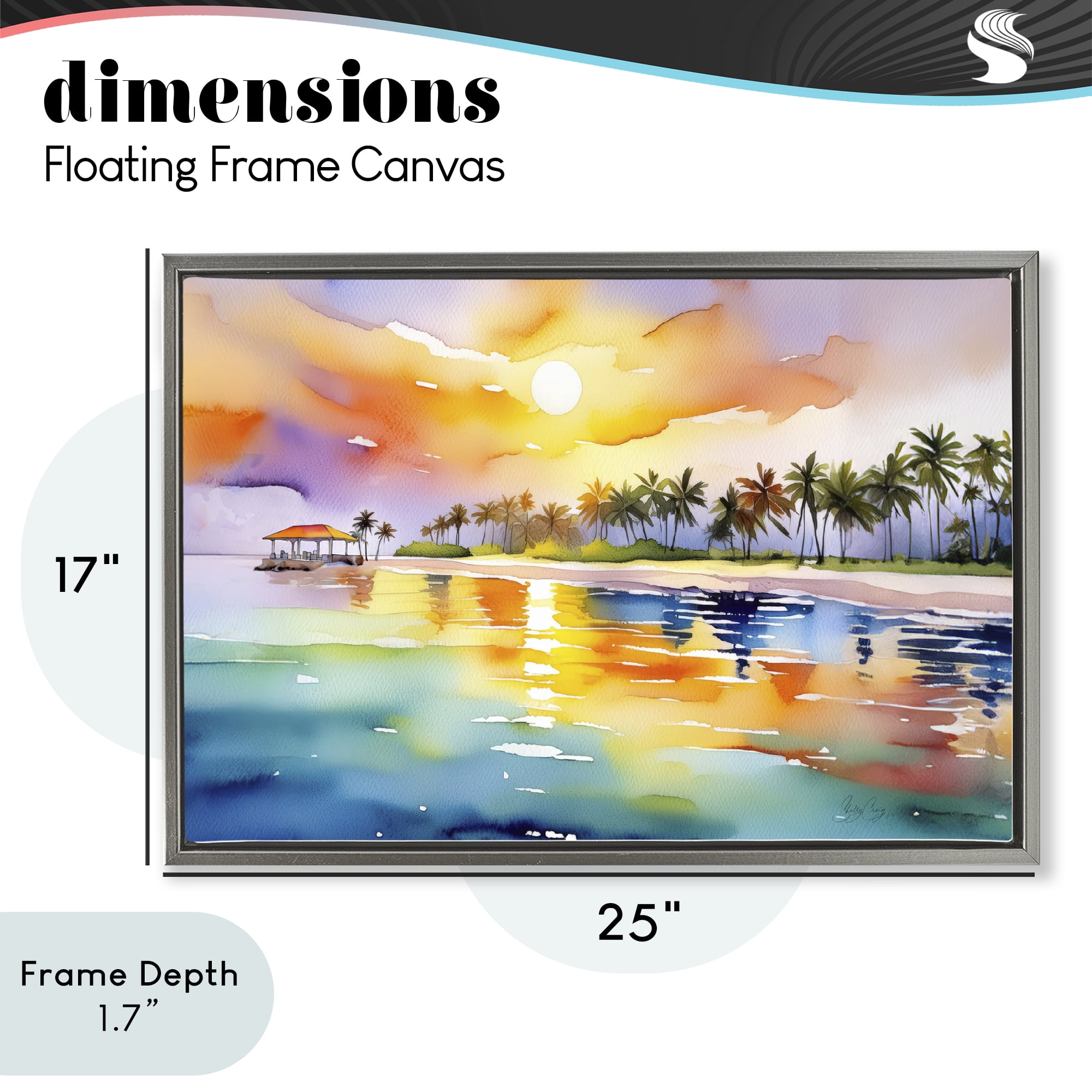 Stupell Industries Caribbean Calm Sunset Gray Framed Floater Canvas Wall Art, design by Shelly Craig
