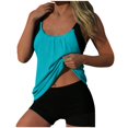 thumbnail image 5 of Sakmal Tankini Btahing Suits Women Padded Two Piece Swimwear Blue Hawaiian Solid Womens Bathing Suits with High Waisted Bottom, 5 of 5