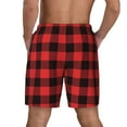 thumbnail image 4 of Gaeub Buffalo Plaid Red Black Mens Swim Trunks Stretch Beach Shorts Quick Dry for Men Swim Shorts Swimwear with Pockets- Medium, 4 of 9