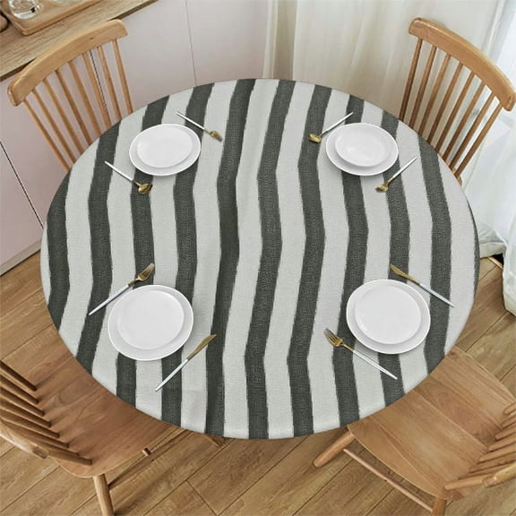 BANET Round Fitted Tablecloth with Elastic Edge Design Table Cover for Round Table 31"-35