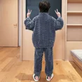 thumbnail image 4 of Pijamas gruesos de franela con forro polar para niños, Interior de forro polar grueso de terciopelo Coral para invierno, estilo con cremallera para uso doméstico, 4 of 5