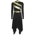 thumbnail image 3 of Hansber Women's Praise Dance Dress Metallic Patchwork Worship Tunic Irregular Hem Lyrical Dancewear Garment Black XXL, 3 of 5