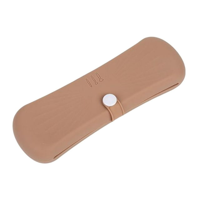 HILABEE Travel Makeup Brush Holder Container Cosmetic Face Brushes Holder Silicone Small Brown